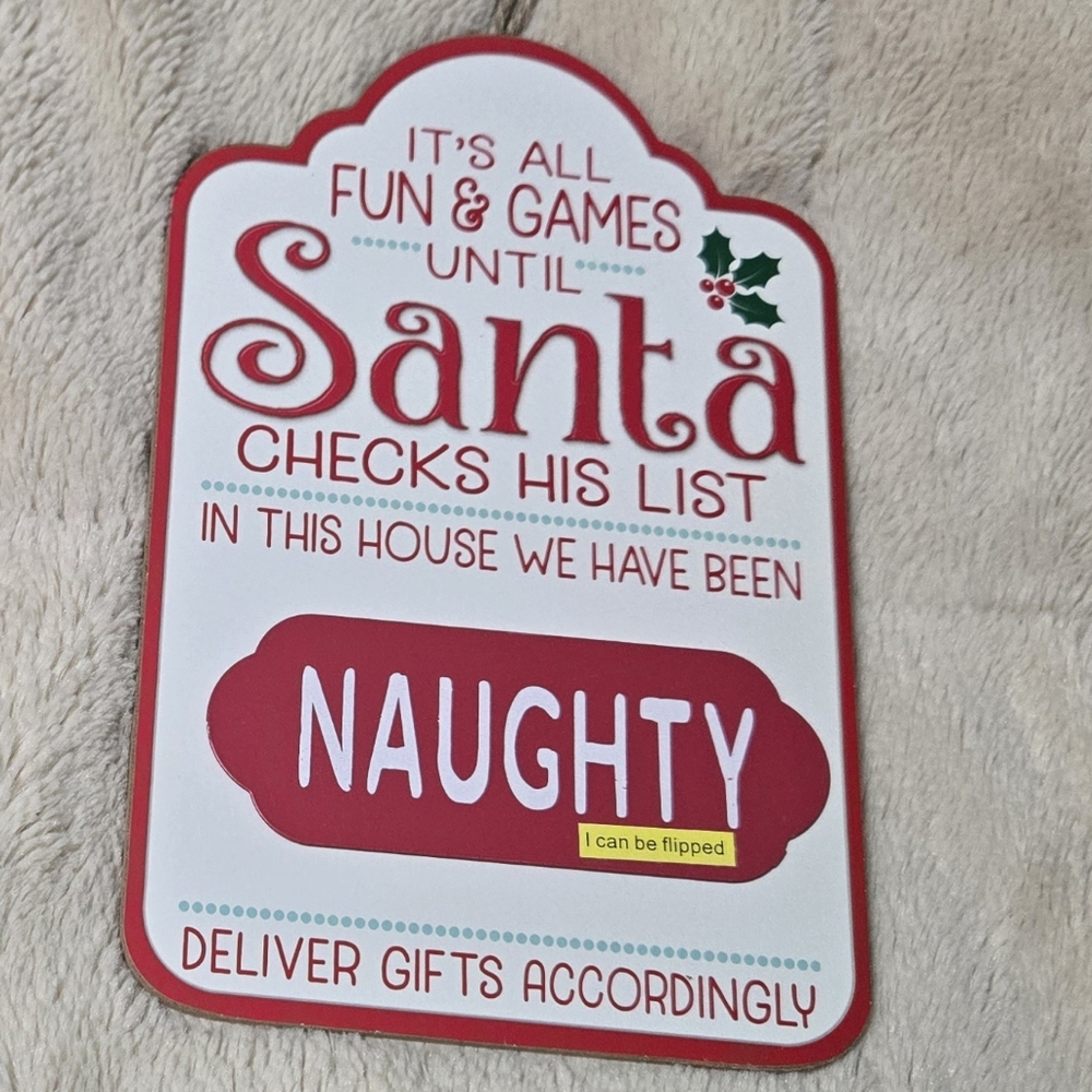 Santa Checks His List Holiday Changeable Sign Naughty or Nice List NEW